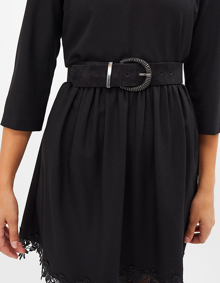 Ceinture noire large en cuir velours I.Code-2
