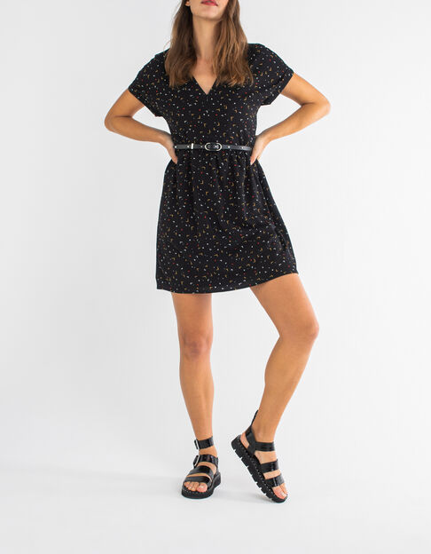 Robe noire à imprimé arty minimaliste I.Code