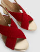 Kirschrote Sandalen aus Veloursleder und Glattleder I.Code-1
