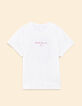 T-shirt blanc à message rose I.Code-7