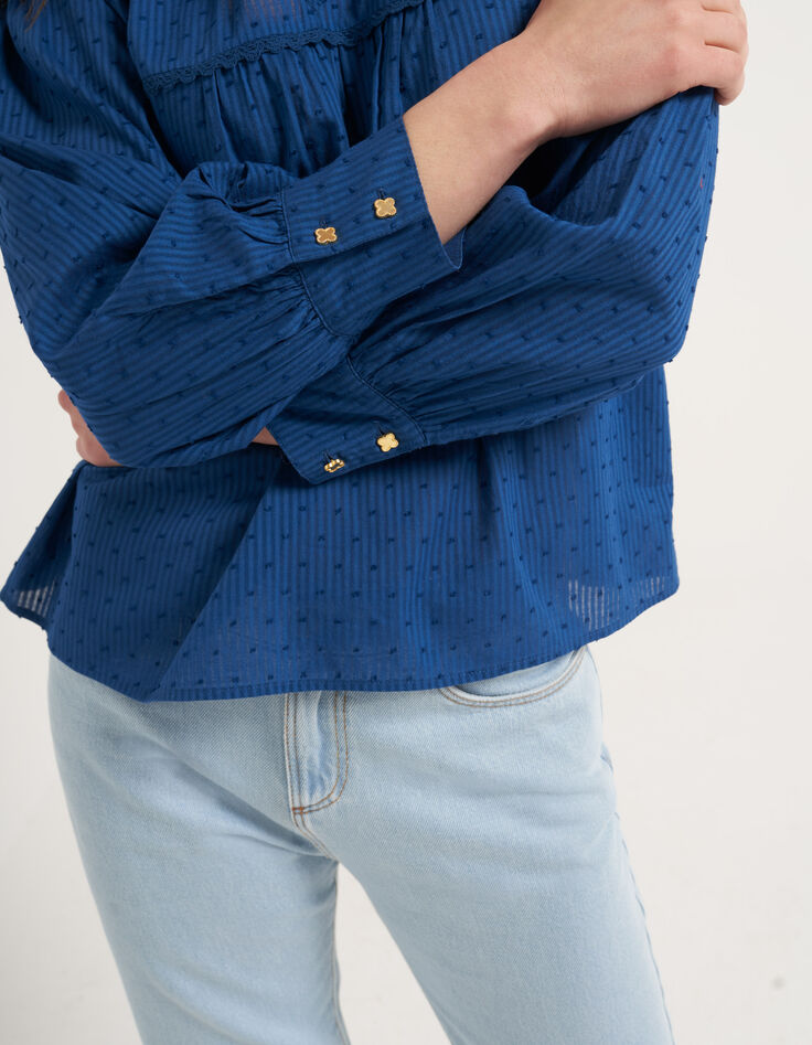 Blouse marine jacquard plumetis coupé I.Code-2