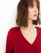 Vestido rojo profundo con hombreras con botones mujer-1