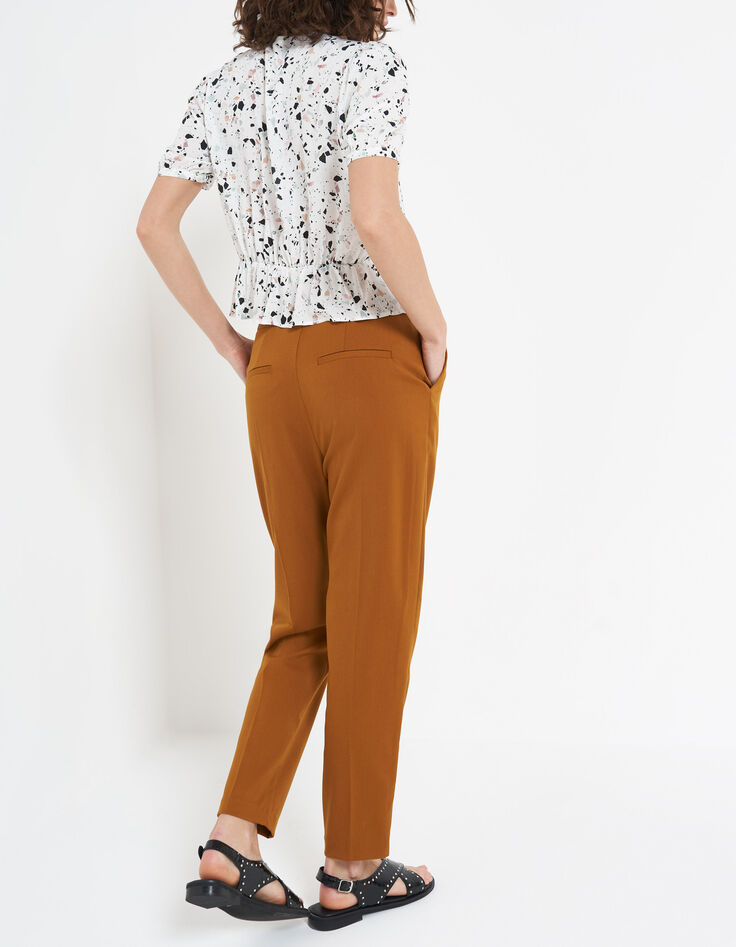 Pantalon de costume camel avec ceinture à nouer I.Code-2