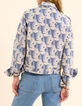 Veste bleue jacquard motif fleurs I.Code-2