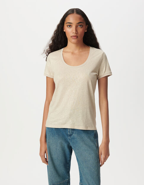Iriserend beige T-shirt korte mouw - IKKS