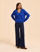 Cardigan encolure V bleu tricot fantaisie I.Code-6