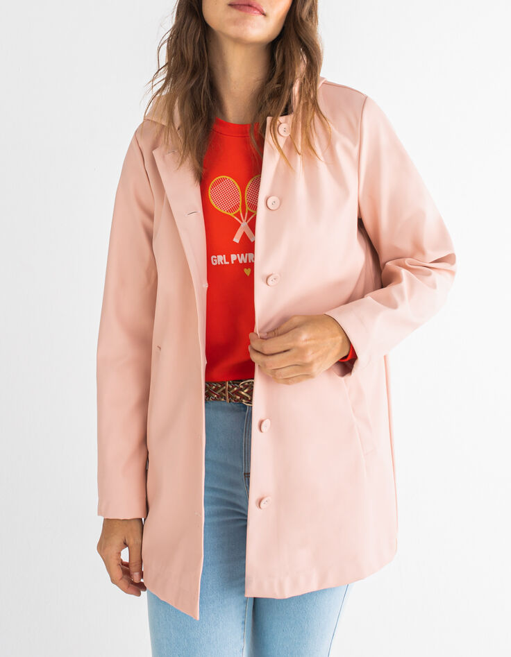 I.Code water pink hooded rubber windcheater-1 I.Code water pink hooded rubber windcheater-1