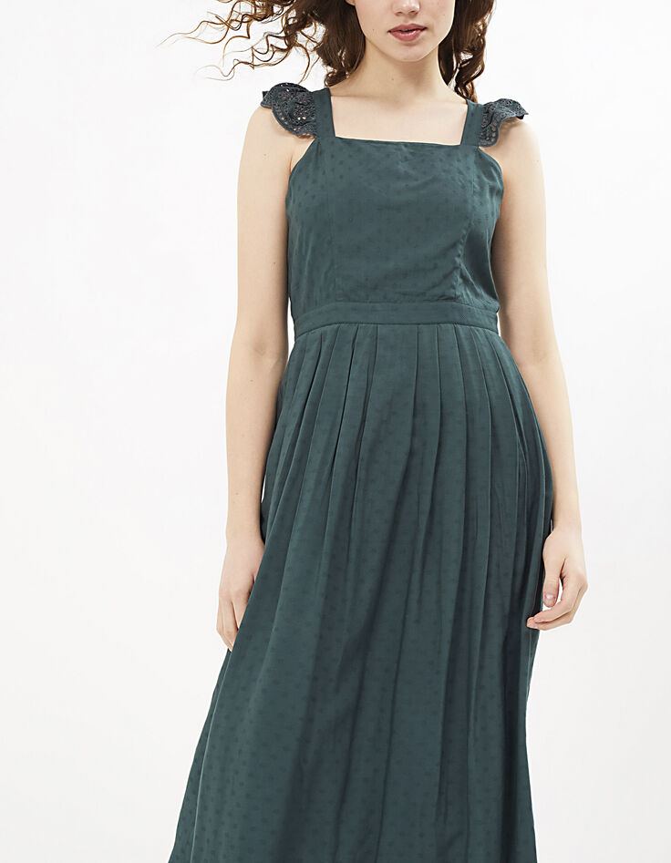 Lange jurk graniet met broderie anglaise I.Code-2 Lange jurk graniet met broderie anglaise I.Code-2