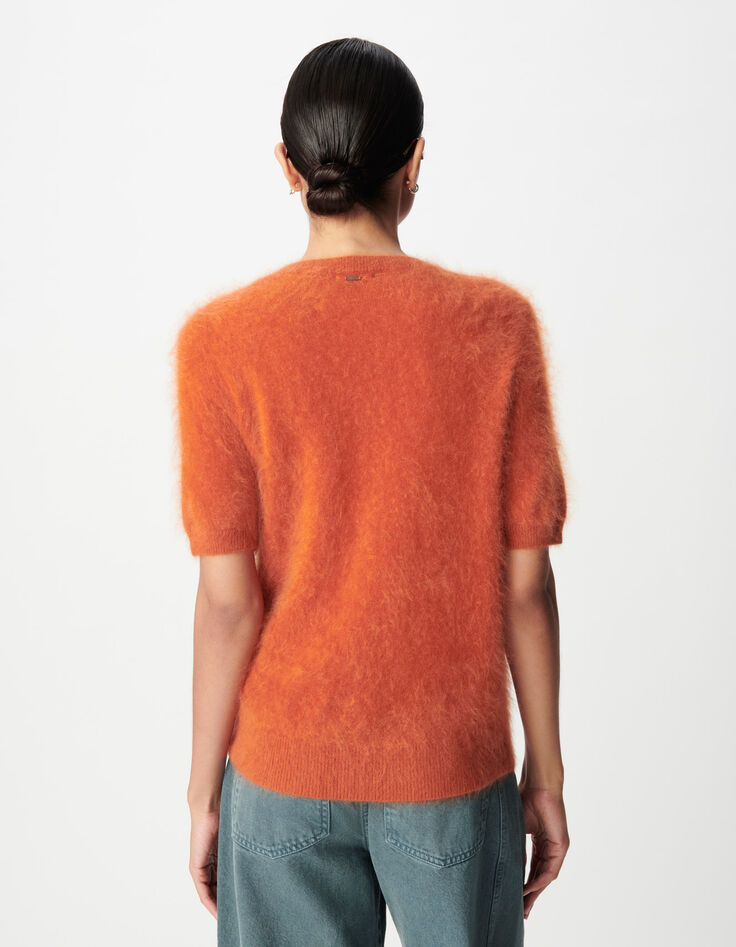 Oranger Kaschmir-Pullover Damen mit Rundhals-3