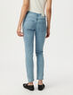 Blaue Slim-Damenjeans hoher Bund 7/8.-Dekor Stick-4