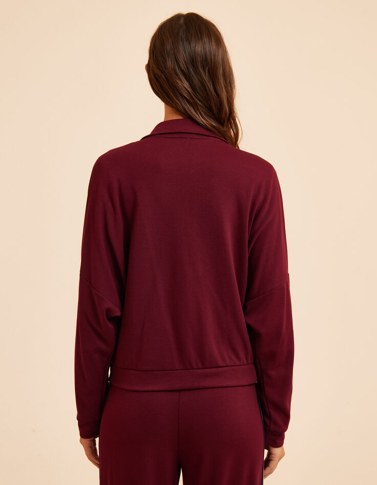 Bordeauxrote Strickjacke mit hohem Kragen I.Code-4 Bordeauxrote Strickjacke mit hohem Kragen I.Code-4