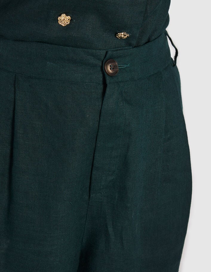 I.Code imperial green linen suit trousers - I.CODE