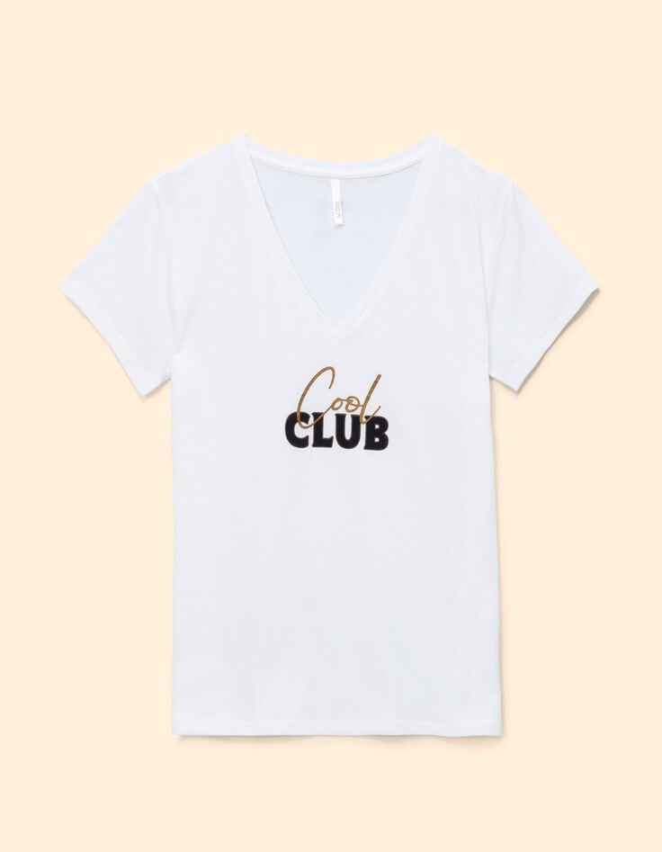Weißes T-Shirt zweifarbige Schrift I.Code-6 Weißes T-Shirt zweifarbige Schrift I.Code-6