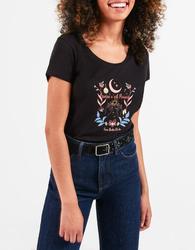 Camiseta negra algodón ecológico mensaje y luna I.Code 