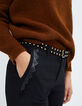 Pantalon-cigarette noir à dentelle cuir synthétique I.Code-2