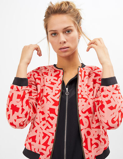 Roze en zwart geometrisch omkeerbaar baseball jack I.Code