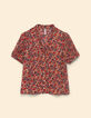 Top rojo flores mangas plisadas I.Code-8