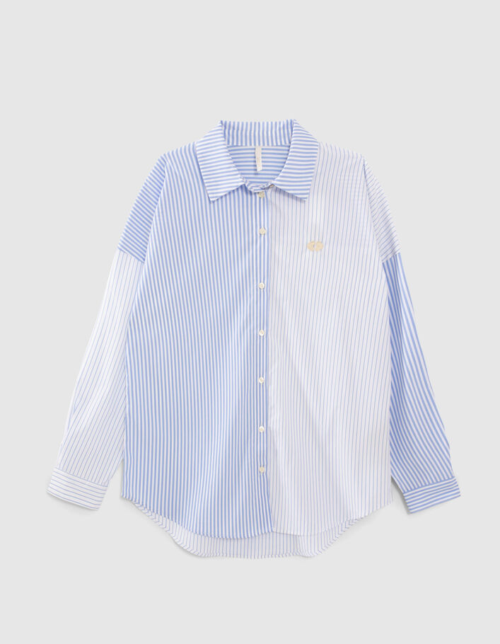 I.Code white shirt with sky blue stripes - I.CODE