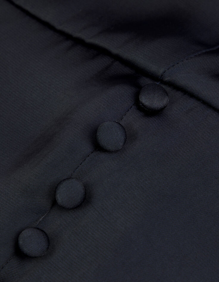 Marineblaues langes Kleid f&uuml;r Damen mit d&uuml;nnen Riemen und Knopfleiste-9