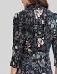Schwarzes Midi-Damenkleid mit Orchideenprint-6
