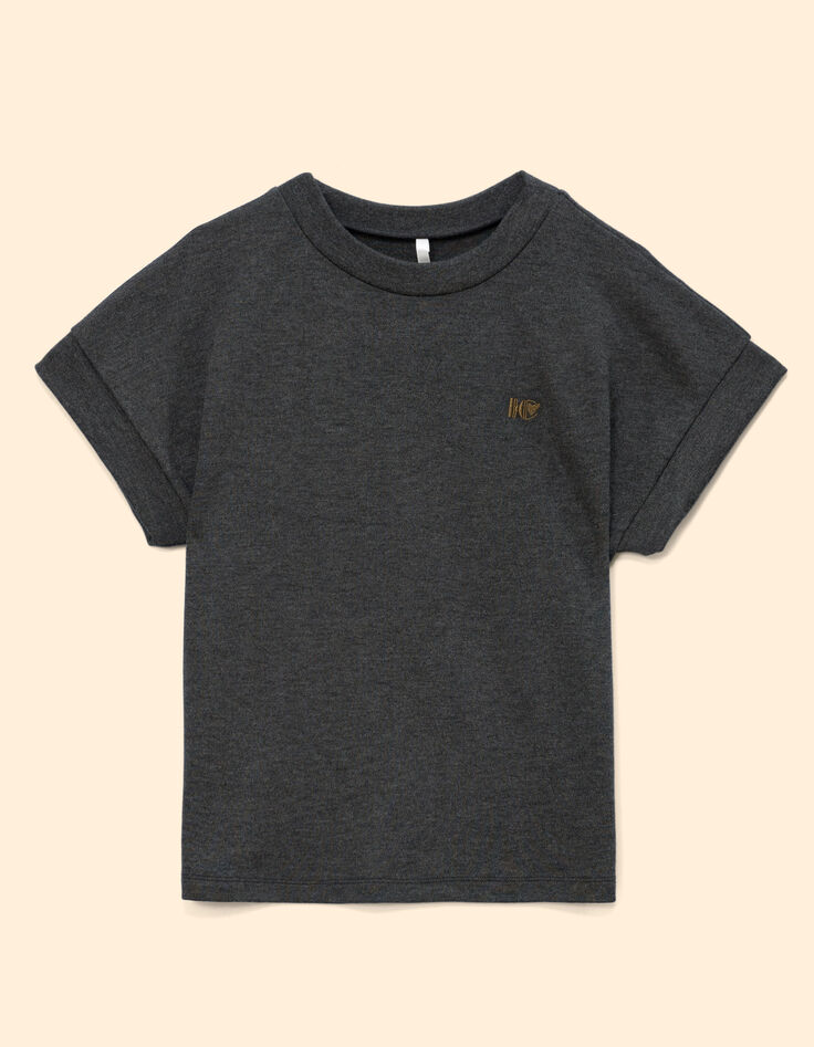 Graues Kurzarm-Top Monogrammstick I.Code-6