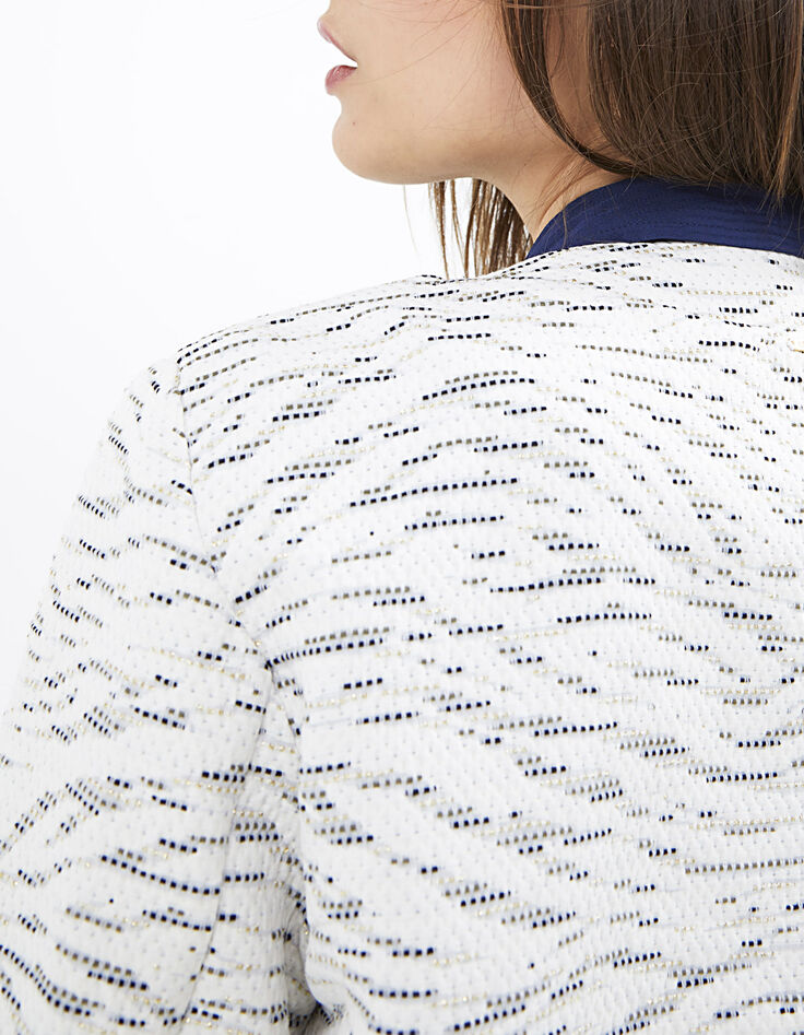 Cremeweiße Jacquard-College-Jacke I.Code-4