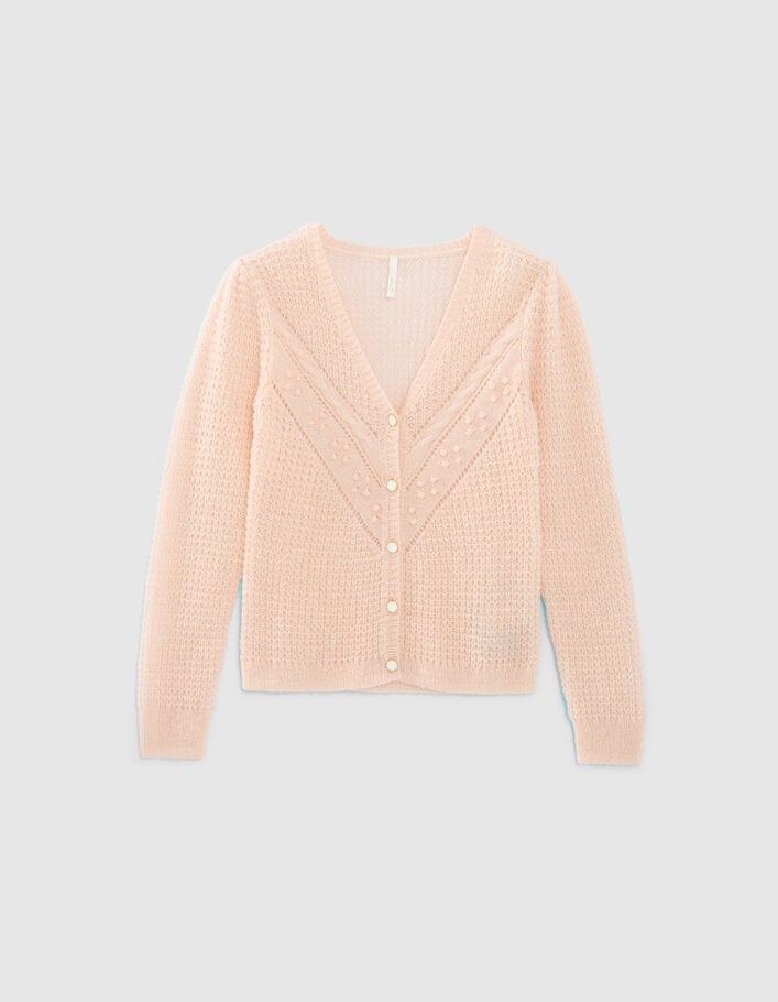 I.Code fresh pink decorative knit cardigan - I.CODE