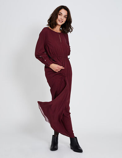 Robe longue fluide imprim&eacute;e femme
