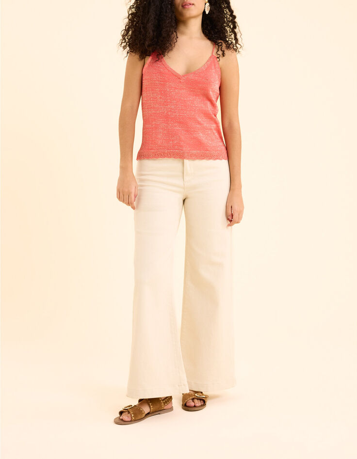 Top fines bretelles rose tricot paillet&eacute; I.Code-8
