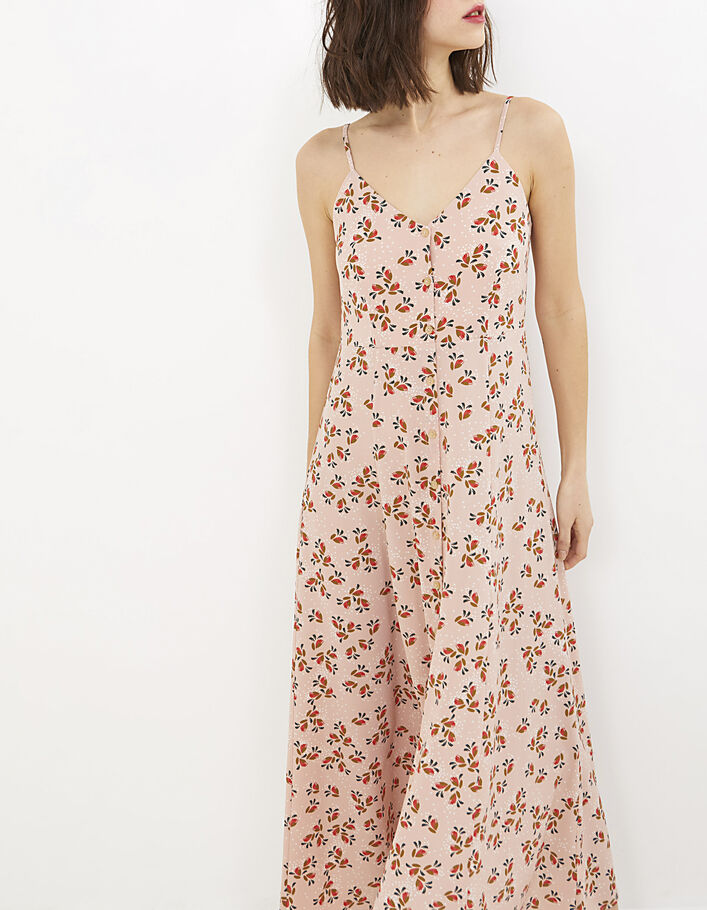 I.Code hibiscus floral and polka dot print long dress - I.CODE