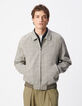 Taupe Bomberjacke Rei&szlig;verschluss Karo-2