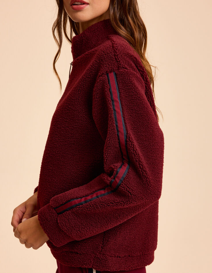 I.Code burgundy striped sherpa sweatshirt-5
