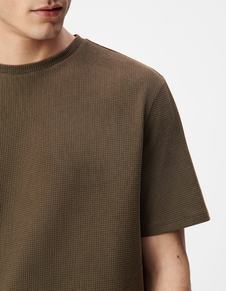 Khaki T-Shirt Wabenmuster R&uuml;ckseite-4
