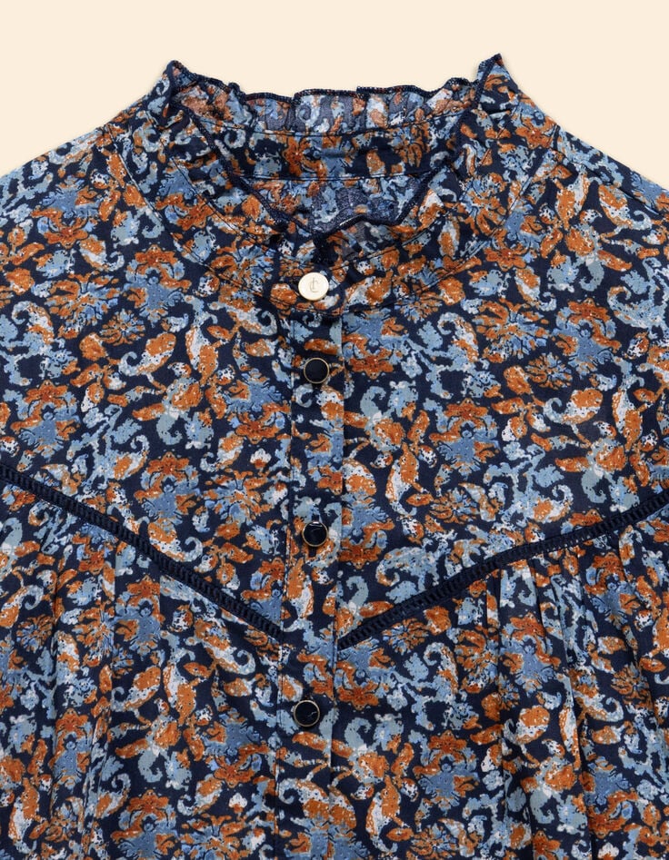 Blusa azul flores barrocas I.Code-2 Blusa azul flores barrocas I.Code-2