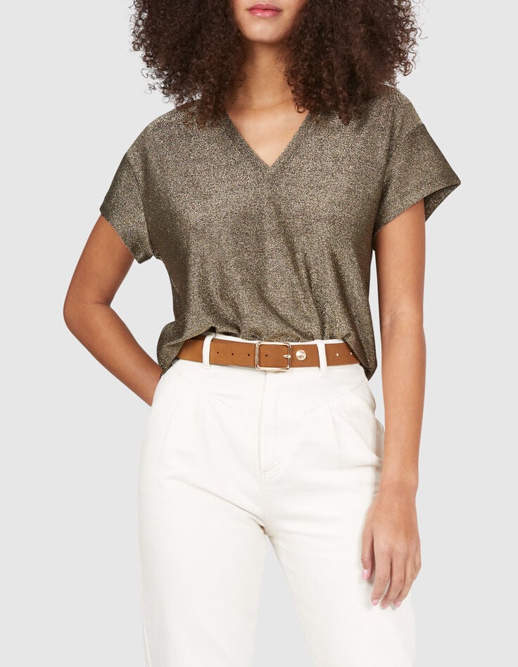 Tee-shirt dor&eacute; maille brillante I.Code-1