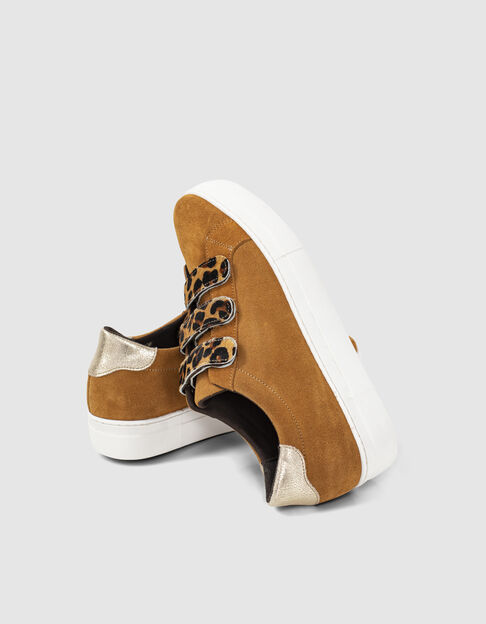 Geelbruine sneakers met velcro luipaard I.Code