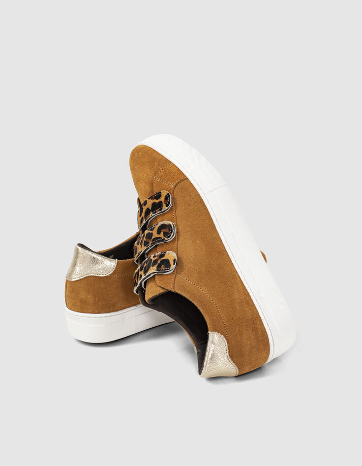 Geelbruine sneakers met velcro luipaard I.Code-4 Geelbruine sneakers met velcro luipaard I.Code-4