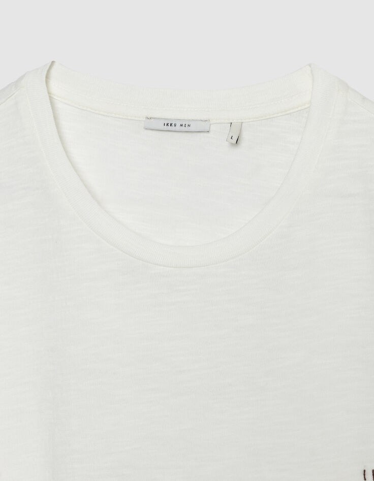 Wei&szlig;es Flamm-T-Shirt Stickerei vorne/hinten-7