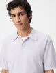 Herren Kurzarm-Poloshirt in fliederfarbenem Flammenstich-5