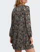 Robe noire plissée à imprimé végétal I.Code-4