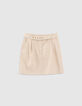 Jupe de costume beige irisé lin mélangé I.Code-6