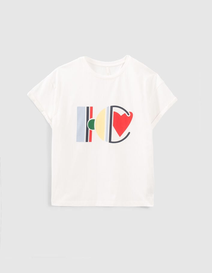 I.Code off-white T-shirt with colour monogram - I.CODE