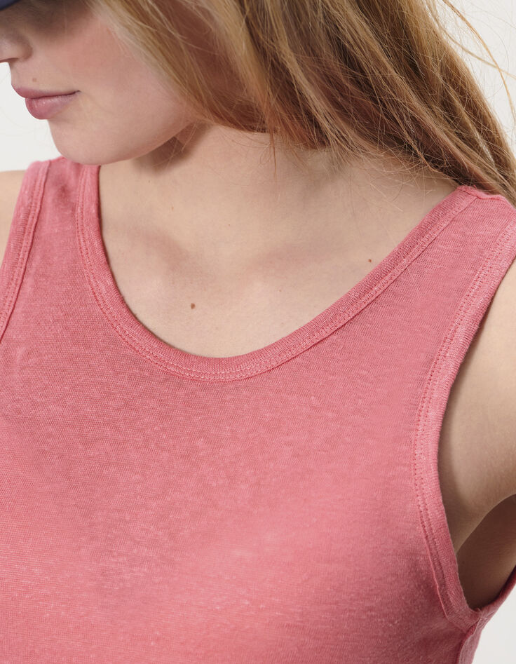 Camiseta de tirantes rosa chicle lino I.Code-6