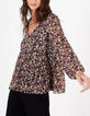 Zwarte blouse met flower power print I.Code-1