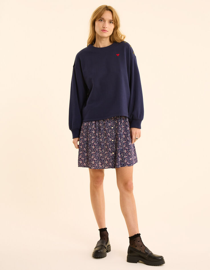 Marine sweater geborduurd hart I.Code-3