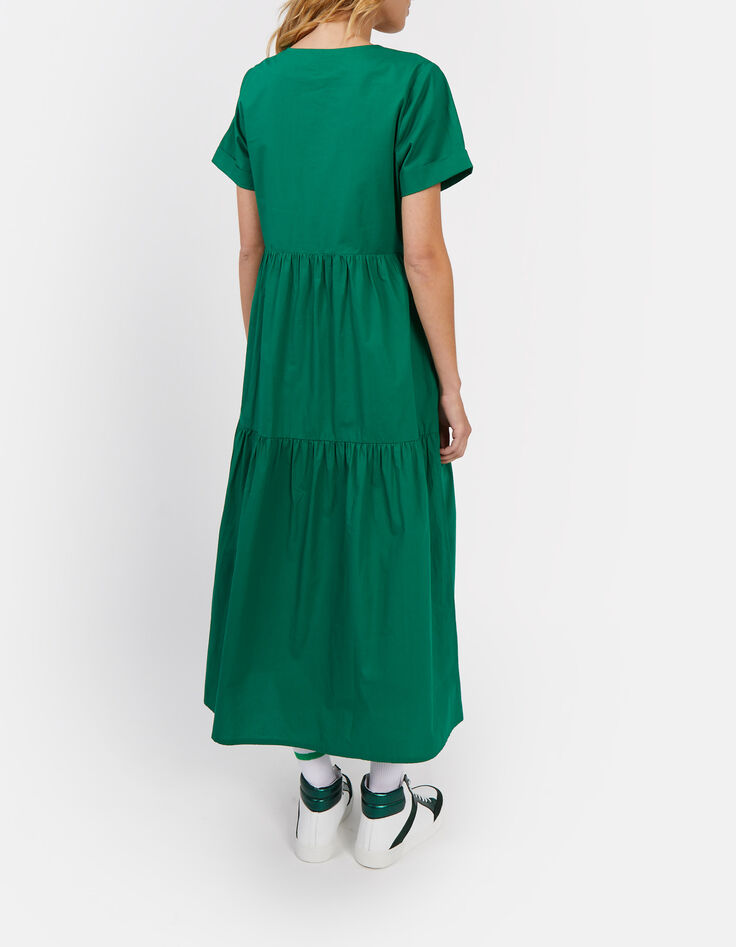 Robe longue vert prairie zipp&eacute;e popeline I.Code -2