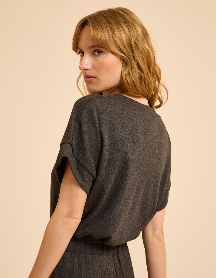 Graues Kurzarm-Top Monogrammstick I.Code-4