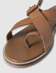 Damen camel Leder Sandalen entredoigt Platten-7