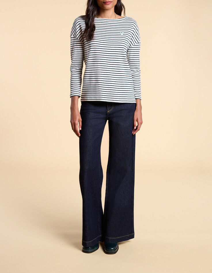 Camiseta marinera blanca, azul marino y dorada I.Code-4