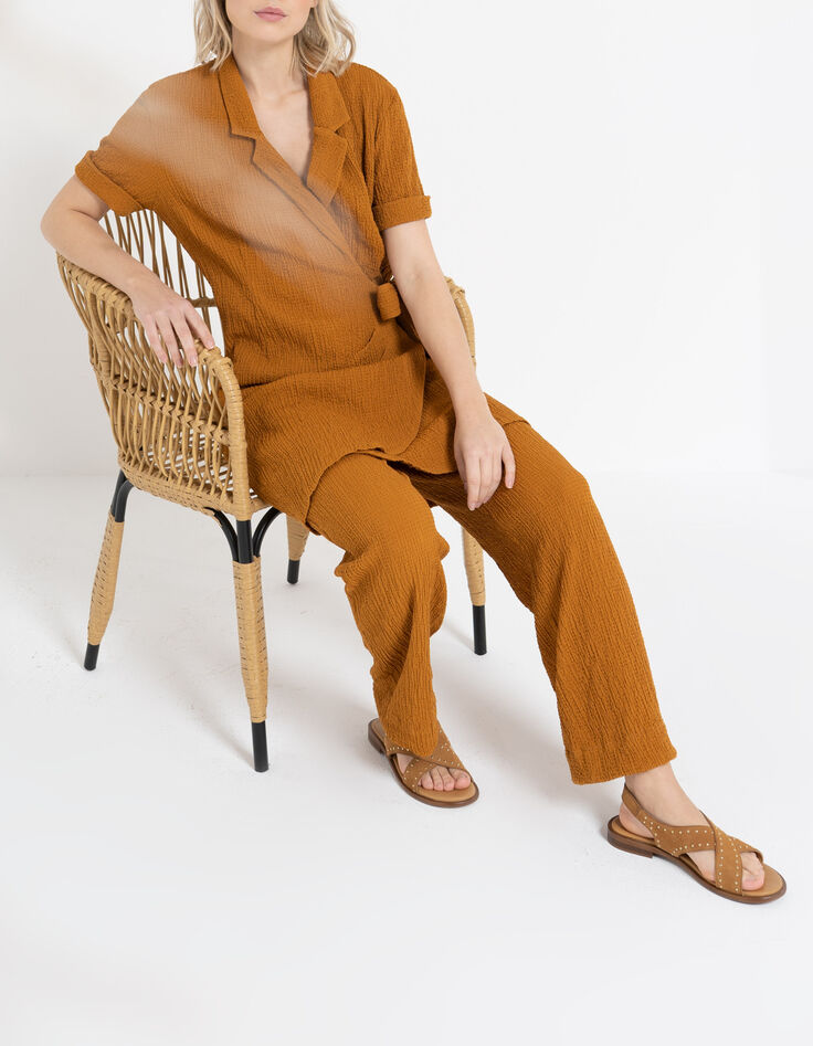 Robe portefeuille mélèze fluide gaufrée I.Code-3